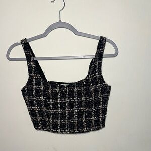 Abercrombie & Fitch Black and White Checkered Crop Top
